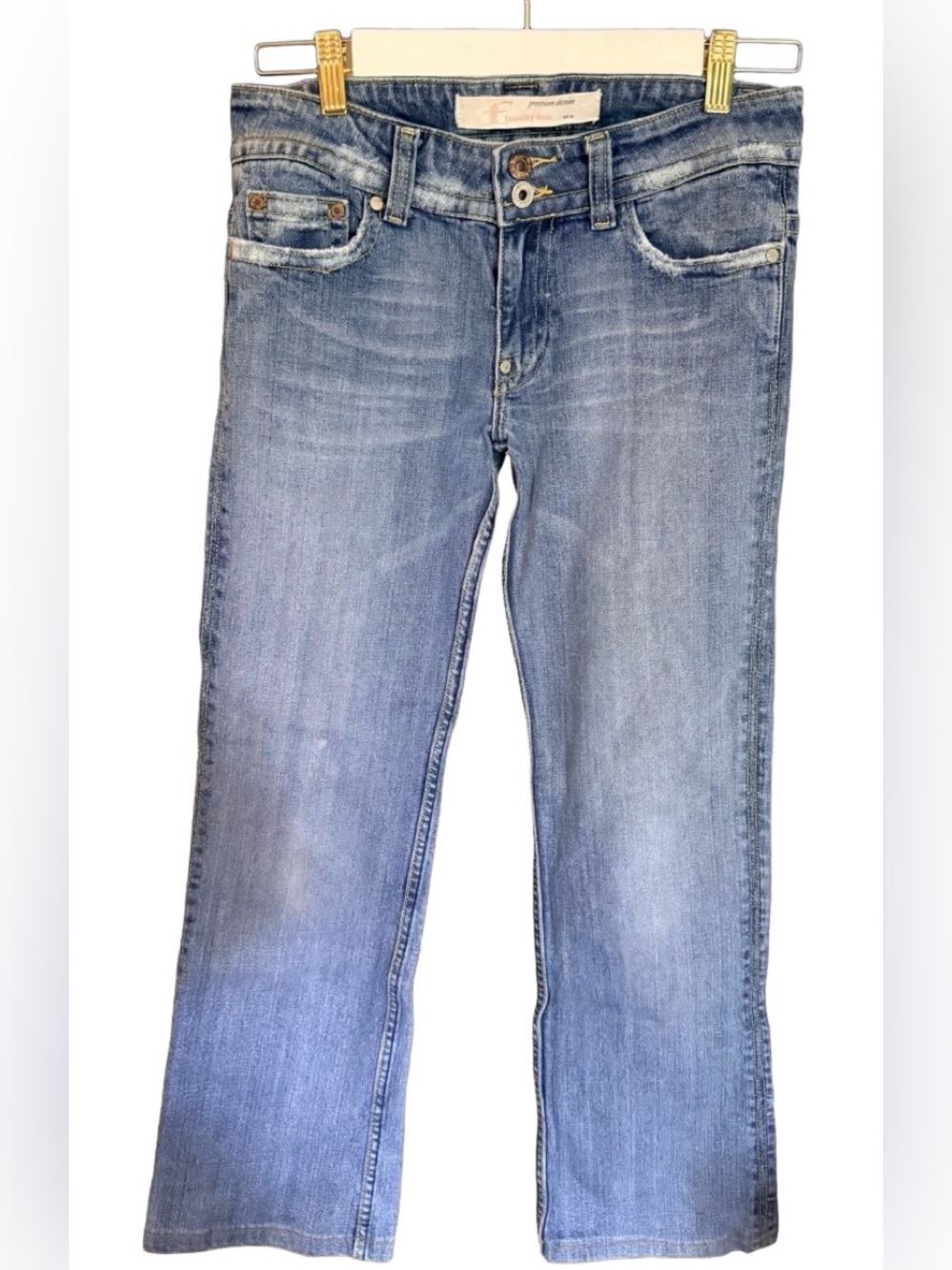 Y2K Forever 21 F Twenty One Premium Denim Low Rise Bootcut Jeans 29 Light Wash